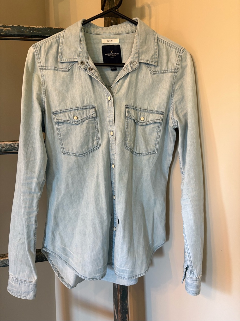 American Eagle Outfitters Light Blue Slim Fit Shirt